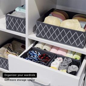 img 1 attached to 🗄️ Foldable Drawer Organizer Dividers - Clothing and Underwear Storage Bins for Closet Drawers, Divider Baskets and Containers for Bras, Socks, Lingerie, Ties, Scarves - Set of 6 in Grey