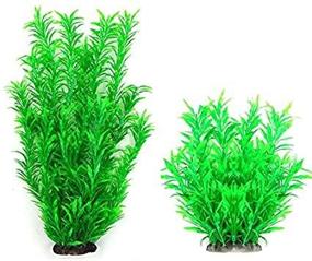 img 2 attached to 🌿Donau 2 шт. Маленькие и Большие Растения для аквариума: Пластиковые зеленые растения для удивительного искусственного декора аквариума