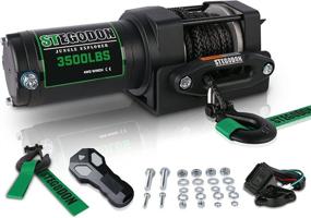 img 4 attached to 🔌 STEGODON-3500 lb. Load Capacity Electric Winch: Wireless Remote, Synthetic Rope, Waterproof, All Black