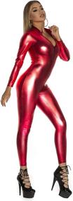 img 1 attached to 👗 Women's Clubwear Leather Bodysuit Jumpsuit - Panegy Clothing for Jumpsuits, Rompers & Overalls