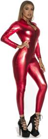 img 3 attached to 👗 Women's Clubwear Leather Bodysuit Jumpsuit - Panegy Clothing for Jumpsuits, Rompers & Overalls