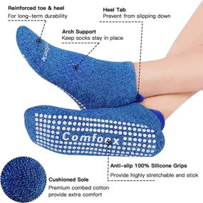 img 1 attached to Premium Non-Slip Yoga Socks for Women - 3 Pairs with Cushioned Sole - Perfect Grip for Pilates and Barre Exercises