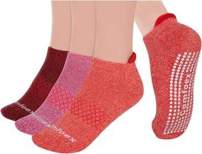 img 4 attached to Premium Non-Slip Yoga Socks for Women - 3 Pairs with Cushioned Sole - Perfect Grip for Pilates and Barre Exercises