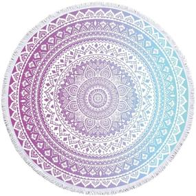 img 3 attached to 🌺 Stunning Bonsai Tree Mandala Beach Towel - Large Round Design with Tassels, Purple Bohemian Blanket & Oversized Yoga Mat Towel - Sand Proof & Versatile 59 Inches
