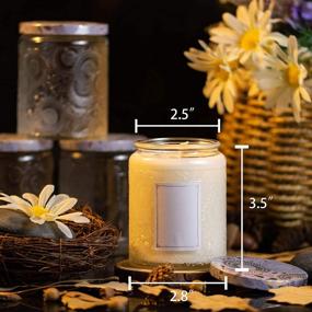 img 3 attached to 🕯️ 8 oz Pack of 9 Embossed Glass Candle Containers with Tin Lids and Labels