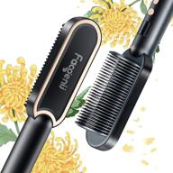 ionic hair straightener brush and curler: 2-in-1 flat iron for all hair types, fast heating, anti-scald & frizz, auto-off, dual voltage - create shiny styles! logo