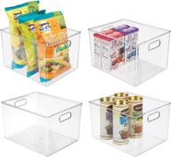 🗄️ mdesign clear plastic storage bin organizer for kitchen organization in pantry, cabinet, countertop fridge, refrigerator, and freezer - ideal for food, drinks, snacks - ligne collection, 4 pack логотип