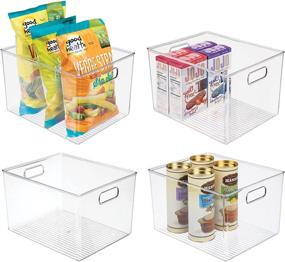 img 4 attached to 🗄️ mDesign Clear Plastic Storage Bin Organizer for Kitchen Organization in Pantry, Cabinet, Countertop Fridge, Refrigerator, and Freezer - Ideal for Food, Drinks, Snacks - Ligne Collection, 4 Pack