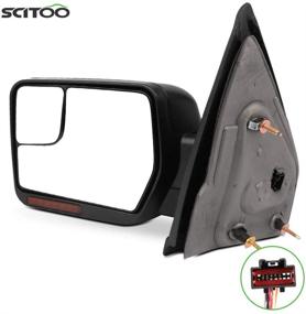 img 4 attached to 🚙 SCITOO Ford F150 отражатель зеркала заднего вида черный с подсветкой лужи для Ford F150 2004-2014, поворотный сигнал, регулировка силы, подогрев, ручное складывание (водительская сторона)
