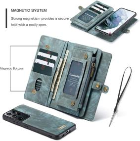 img 1 attached to 📱 AKHVRS Galaxy S21+ Plus Wallet Case: Handmade PU Leather Zipper Wallet Case with Magnetic Closure and Card Slots (Blue)