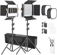 📸 2 packs neewer advanced 2.4g 480 led video light kit with bag, dimmable bi-color led panel, wireless remote, softbox, and light stand for enhanced portrait and product photography logo