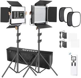 img 4 attached to 📸 2 Packs Neewer Advanced 2.4G 480 LED Video Light Kit with Bag, Dimmable Bi-Color LED Panel, Wireless Remote, Softbox, and Light Stand for Enhanced Portrait and Product Photography