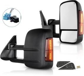 img 4 attached to 🔍 ECCPP Towing Mirrors Pair Set Replacement for 2003-2006 Chevy Silverado 1500 2500 HD 3500 Suburban 1500 2500 Tahoe GMC Sierra Yukon | Power Heated Signal Black | Manual Telescoping Side View Mirror