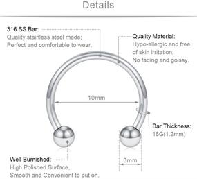 img 3 attached to 🔗 Stainless Steel Nose Hoop Rings Eyebrow Lip Ear Tragus Septum Piercing Set - SCERRING 12PCS 10-14mm Hanger Retainer 16G 14G 12G