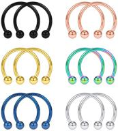 🔗 stainless steel nose hoop rings eyebrow lip ear tragus septum piercing set - scerring 12pcs 10-14mm hanger retainer 16g 14g 12g logo