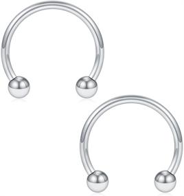 img 2 attached to 🔗 Stainless Steel Nose Hoop Rings Eyebrow Lip Ear Tragus Septum Piercing Set - SCERRING 12PCS 10-14mm Hanger Retainer 16G 14G 12G