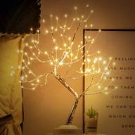 🌳 tabletop bonsai tree light: 108 led copper wire tree lamp, battery/usb operated, adjustable branches - perfect for home decoration and gift-giving (warm white) логотип