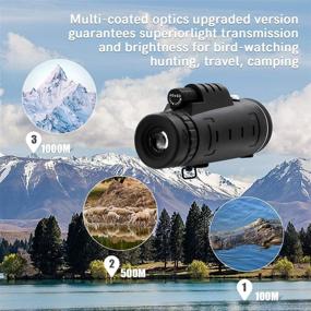 img 3 attached to High Power HD Monocular Telescopes for Adults - 40x60 Waterproof Monocular with Smartphone Holder & Tripod: Ideal for Bird Watching, Hunting, Camping, Hiking, Wildlife, Scenery, Sports Games