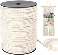 high-quality macrame cord: 3mm x 240yards of 100% natural cotton macrame rope - perfect for handmade wall hangings, plant hangers, gift wrapping logo