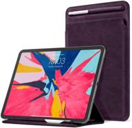 📱 ayotu ipad pro 11 2020(2021)/ipad air 4 10.9/ipad 8th gen case with pencil holder & angle viewing - microfiber leather sleeve trifold stand bag for ipad 10.2''/ipad 7th gen/ipad air 3 10.5/ipad 9.7 - purple logo