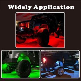 img 2 attached to JIMJOY RGB LED Rock Lights: Водонепроницаемый многоцветный набор светодиодной подсветки с изменяющимся светом под автомобиль, грузовик, внедорожник, квадроцикл или внедорожник - управление через приложение и радиоканал