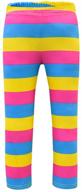 🌈 multicolored rainbow striped leggings for mukola girls - casual stretchy pants for toddlers logo