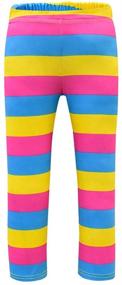 img 4 attached to 🌈 Multicolored Rainbow Striped Leggings for Mukola Girls - Casual Stretchy Pants for Toddlers