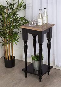 img 2 attached to 🌿 Kate and Laurel Sophia Rustic Wood Top Plant Stand End Table, Black - Stylish Multi-purpose Furniture with Storage Shelf