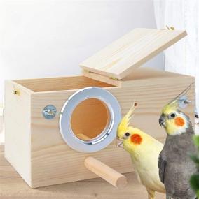 img 1 attached to 🏡 Premium Pine Wood Parakeet Nest Box: Ideal Breeding & Mating House for Lovebirds, Cockatiels, and Parrotlets