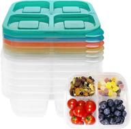 🍱 vramy 6 pack- bpa-free 4-compartment reusable food containers for school, office, and picnic - dark colors - portable snack box, meal prep containers- set of 6 логотип