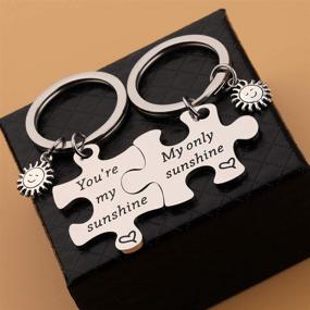 img 1 attached to ☀️ Zuo Bao Couple Jewelry: You are My Sunshine Key Ring Set - Perfect Matching Pendant Keychain Set