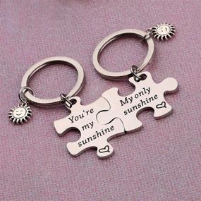 img 2 attached to ☀️ Zuo Bao Couple Jewelry: You are My Sunshine Key Ring Set - Perfect Matching Pendant Keychain Set