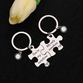 img 3 attached to ☀️ Zuo Bao Couple Jewelry: You are My Sunshine Key Ring Set - Perfect Matching Pendant Keychain Set