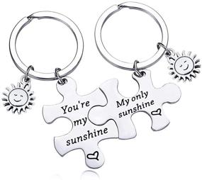 img 4 attached to ☀️ Zuo Bao Couple Jewelry: You are My Sunshine Key Ring Set - Perfect Matching Pendant Keychain Set