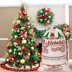 img 2 attached to 🎅 Customized Canvas Santa Bags for Kids - Large Christmas Bags with Drawstring, Size 19.5x27.5 inches - Ideal for Christmas Decoration