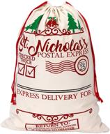 🎅 customized canvas santa bags for kids - large christmas bags with drawstring, size 19.5x27.5 inches - ideal for christmas decoration logo