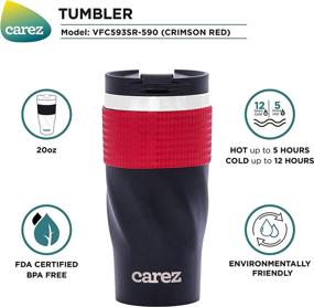 img 3 attached to Crimson Red CAREZ Insulated 20 Oz Tumbler - BPA-Free Spiral-design Coffee Mug with Silicone Grip, Spill-proof Lid, Double-walled Stainless Steel - Ideal for Office and Travel