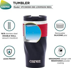 img 2 attached to Crimson Red CAREZ Insulated 20 Oz Tumbler - BPA-Free Spiral-design Coffee Mug with Silicone Grip, Spill-proof Lid, Double-walled Stainless Steel - Ideal for Office and Travel