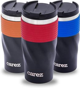 img 4 attached to Crimson Red CAREZ Insulated 20 Oz Tumbler - BPA-Free Spiral-design Coffee Mug with Silicone Grip, Spill-proof Lid, Double-walled Stainless Steel - Ideal for Office and Travel