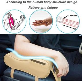 img 2 attached to GSPSCN Car Center Console Armrest Pad Soft Memory Foam Pu Leather Seat Cushion with Convenient Storage Pockets (Beige)