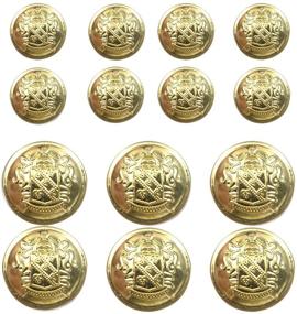 img 4 attached to 🔴 Metal Blazer Button Set - 14 Pieces for Blazers, Suits, Sport Coats, Uniforms, Jackets (Gold) - 18mm & 23mm sizes