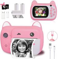 📸 kids instant print camera - selfie camera with zero ink prints, dual lens, hd video recorder, perfect gift for girls and boys (pink) logo