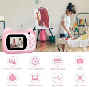 img 3 attached to 📸 Детская камера с мгновенной печатью - селфи-камера с нулевым расходом чернил, двумя объективами, HD-видеорегистратором, идеальный подарок для девочек и мальчиков (розовая)