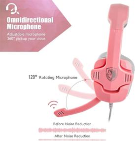 img 3 attached to 🎮 Pink Xbox One, PS4 PS5 Gaming Headset with Noise Cancelling Mic - Wired Over Ear Gamer Headphones for PC Mac Laptop, Smartphones - Volume Control Included