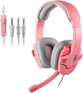 🎮 pink xbox one, ps4 ps5 gaming headset with noise cancelling mic - wired over ear gamer headphones for pc mac laptop, smartphones - volume control included логотип