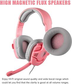 img 1 attached to 🎮 Pink Xbox One, PS4 PS5 Gaming Headset with Noise Cancelling Mic - Wired Over Ear Gamer Headphones for PC Mac Laptop, Smartphones - Volume Control Included