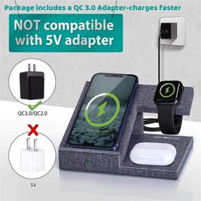 img 3 attached to Grey 3-in-1 Wireless Charger Stand for Apple: Compatible with iPhone 13, iPhone 12, 🔌 iPhone 11, iPhone X, iPhone 8, Samsung, iWatch 6/SE/5/4/3 &amp; AirPods/AirPods Pro — Wireless Charging Station