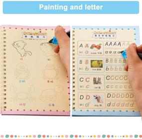 img 2 attached to 📚 Enhance Kids' Writing Skills with 6-Piece Magic Practice Copybook: Reusable Calligraphy Book for Children's Kindergarten Grooves, Alphabet, Numbers, Shapes - Perfect Pre-School Handwriting Workbook!