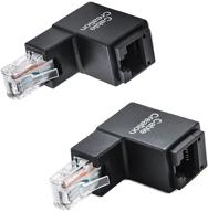 2-портовый адаптер cablecreation cat5e/cat6 с угловым подключением ethernet - 90° и 270° рж-45/8p8c ethernet, женский разъем к мужскому разъему. логотип