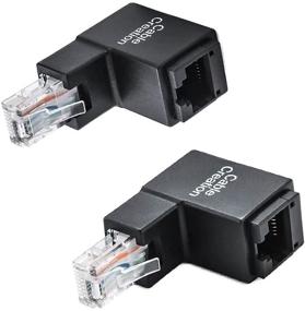 img 4 attached to 2-портовый адаптер CableCreation Cat5e/Cat6 с угловым подключением Ethernet - 90° и 270° РЖ-45/8P8C Ethernet, женский разъем к мужскому разъему.